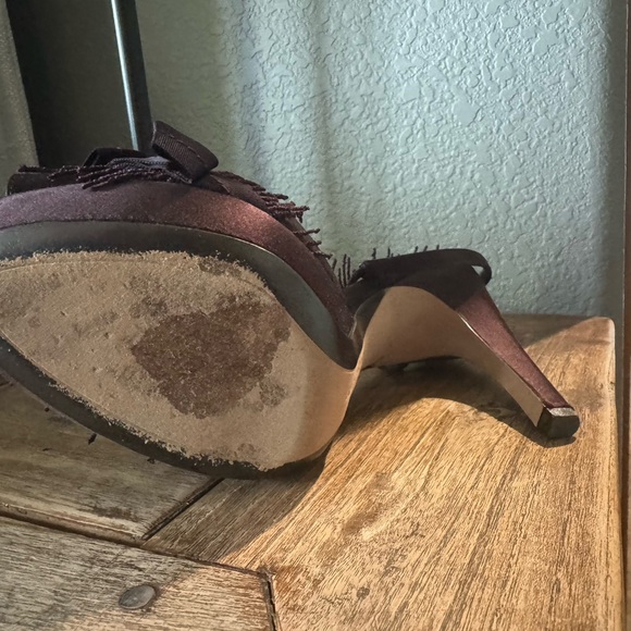 Salvatore Ferragamo Plum Peep Toe Sandal Heels Size 8.5 - Picture 7 of 15